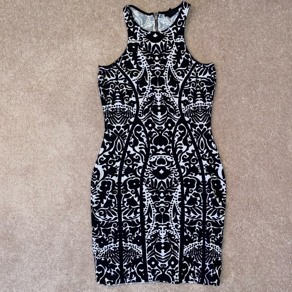 Black and white patterned body on dress